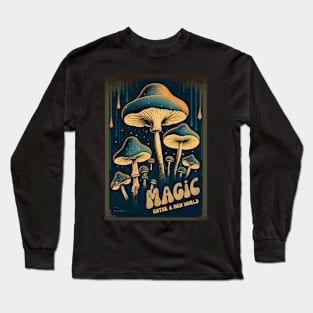 Vintage Poster of Magic Mushrooms Long Sleeve T-Shirt